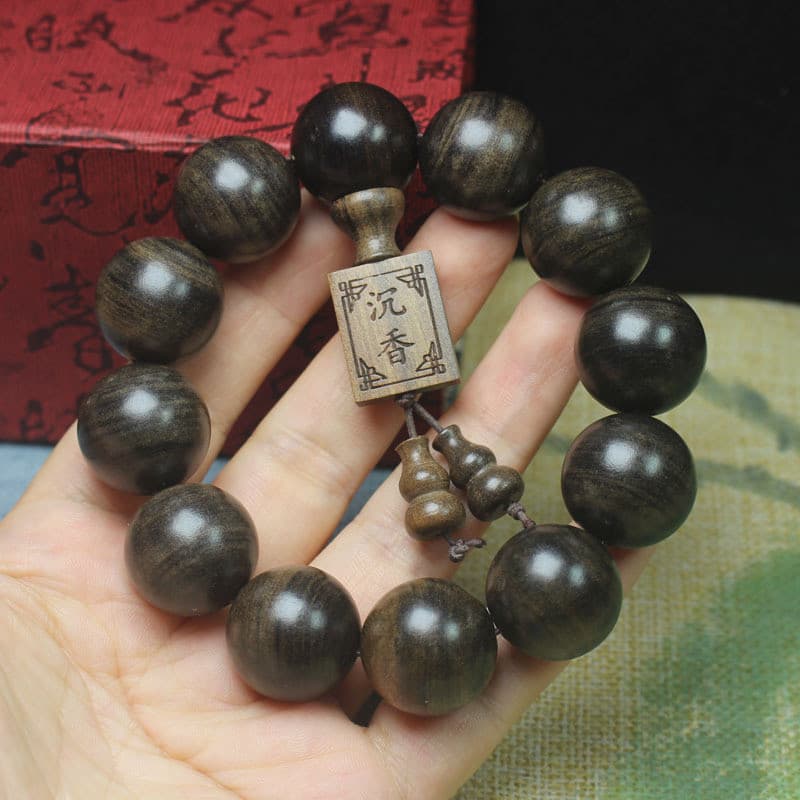 Agarwood pulseira masculina agarwood Tabby padrão buda contas rosário contas estilo étnico jóias atacado 821A0026