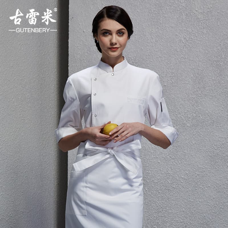 Guremi confeitaria chef roupas de trabalho feminino manga três quartos outono inverno estilo restaurante cozinha Hotel c