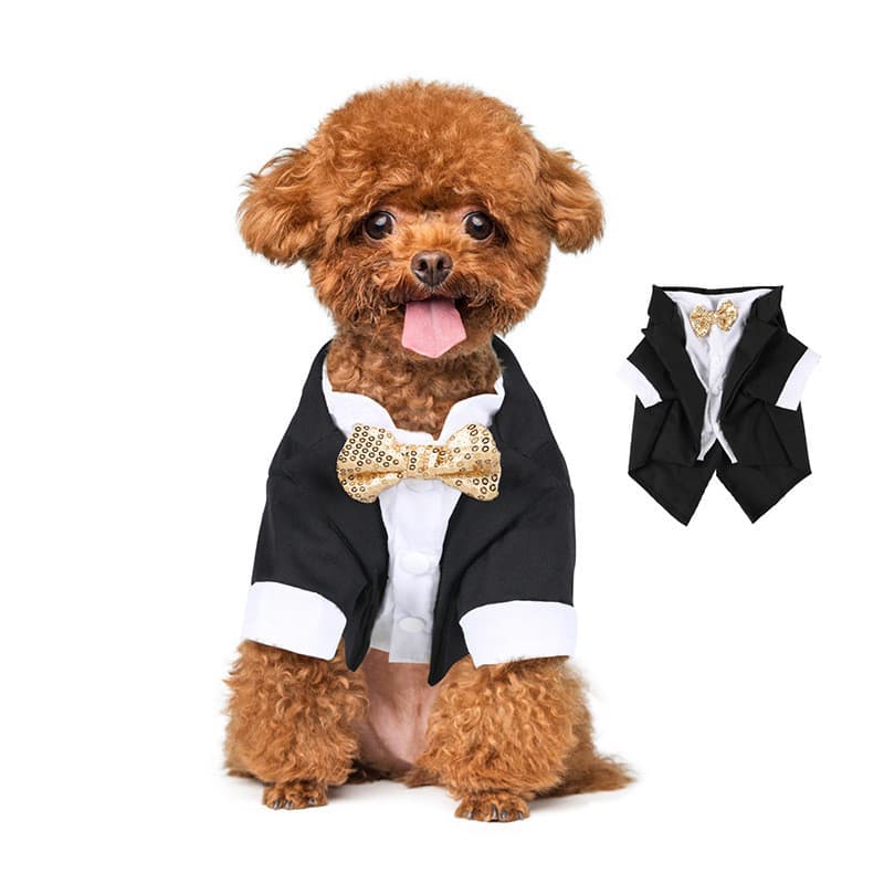 Smoking roupas de cachorro vestido terno para animais de estimação Teddy roupas para cães pequenos calças Anti-poeira pr