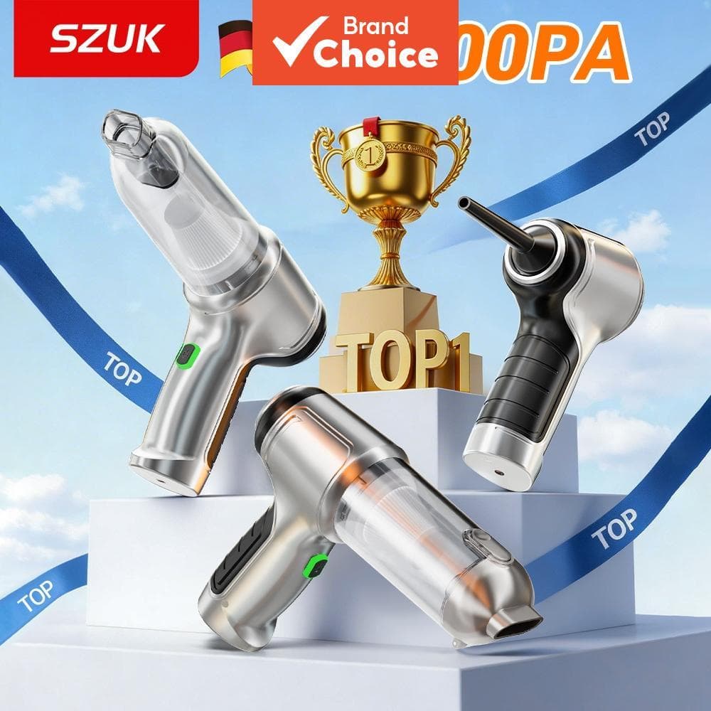 SZUK Mini aspirador de pó portátil para carro, adequado para carros e residências, design sem fio, função 4 em 1,