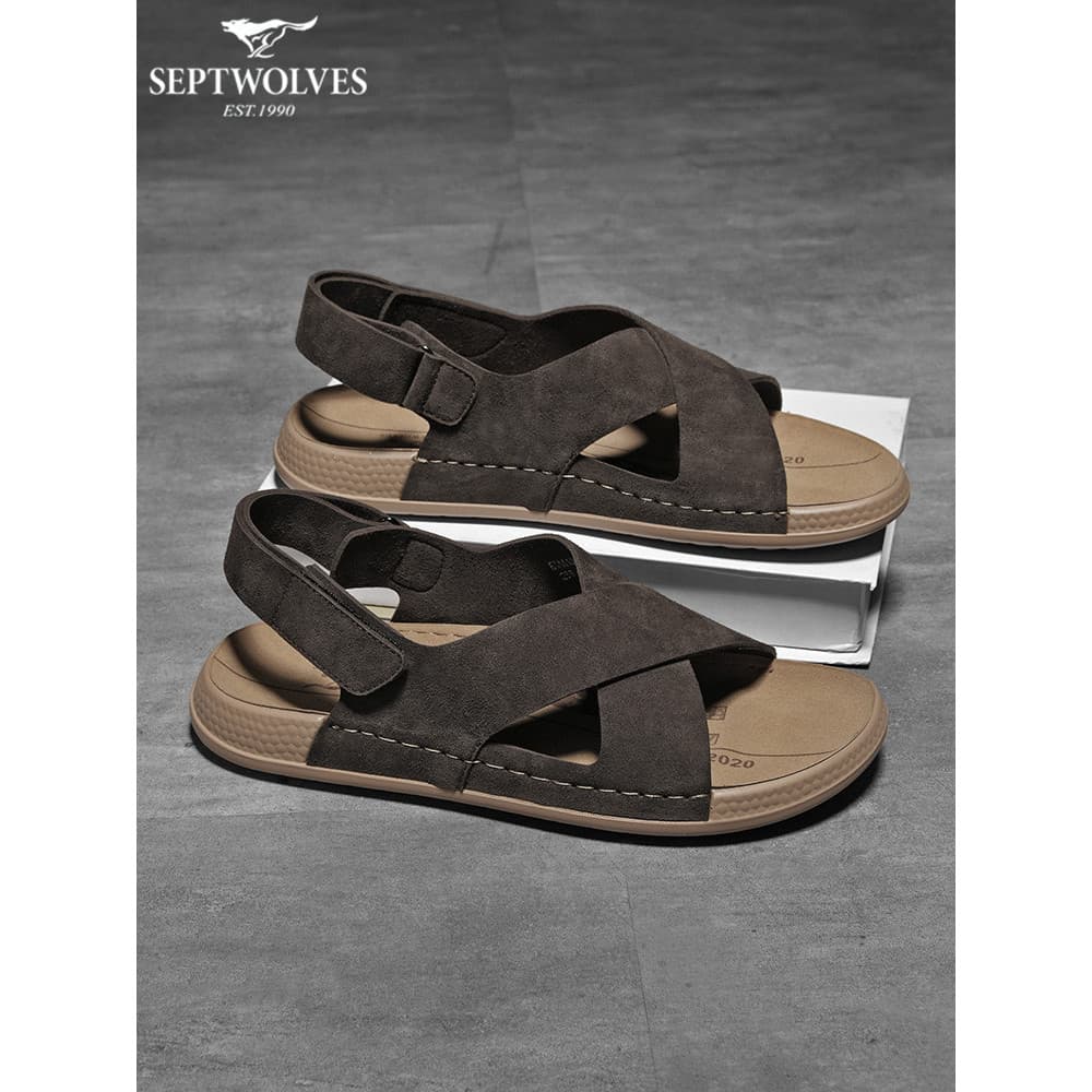Sete lobos chinelos masculinos 2026 verão novo estilo chinelos casuais ao ar livre usar chinelos antiderrapantes sapatos