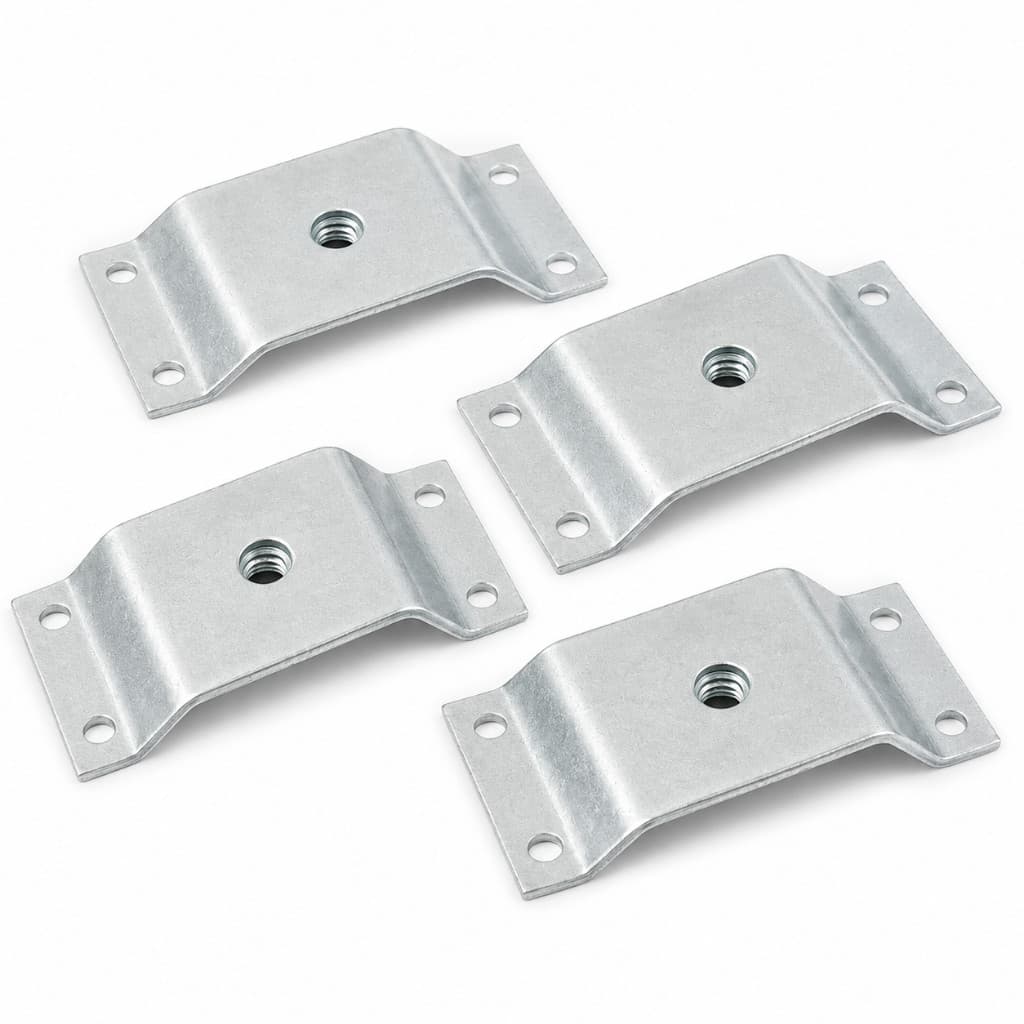 Kit Chapinhas Inclinadas de Aço para Fixação de Pés Palito em Móveis, Base Metálica Chanfrada