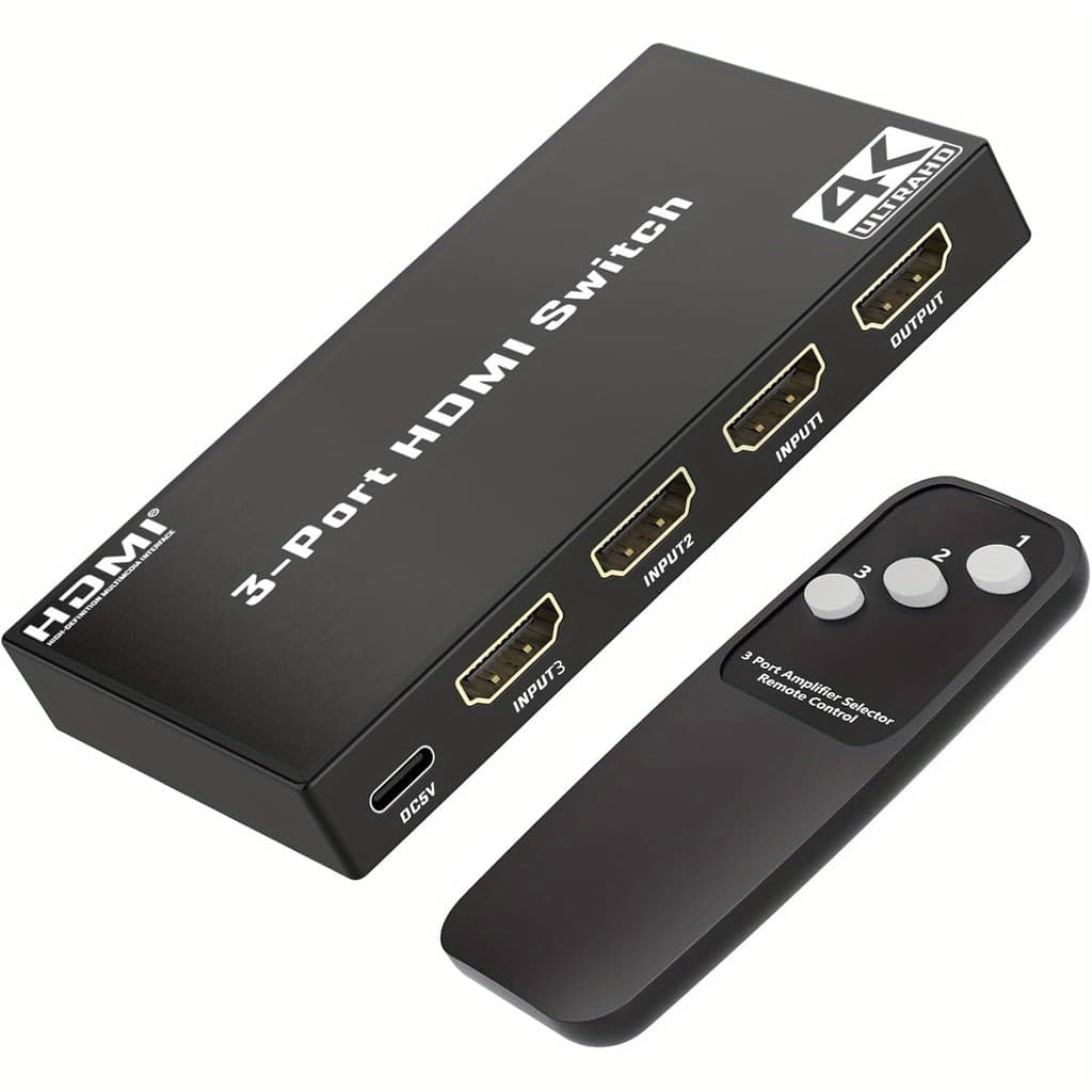 3 Em 1 Out HD Switch 4K 30Hz Com Controle Remoto 10.2Gbps Divisor Seletor HDTV De Alta Velocidade Para PS5 Xbox Blu-ray