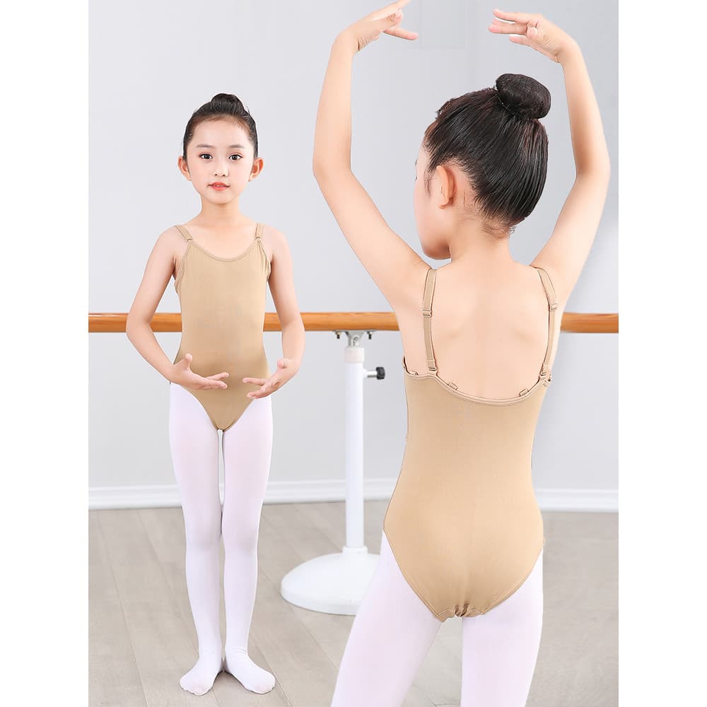 Roupas de dança infantil dedicadas roupas de fundo cor de carne estilingue macacão meninas roupa interior de manga compr