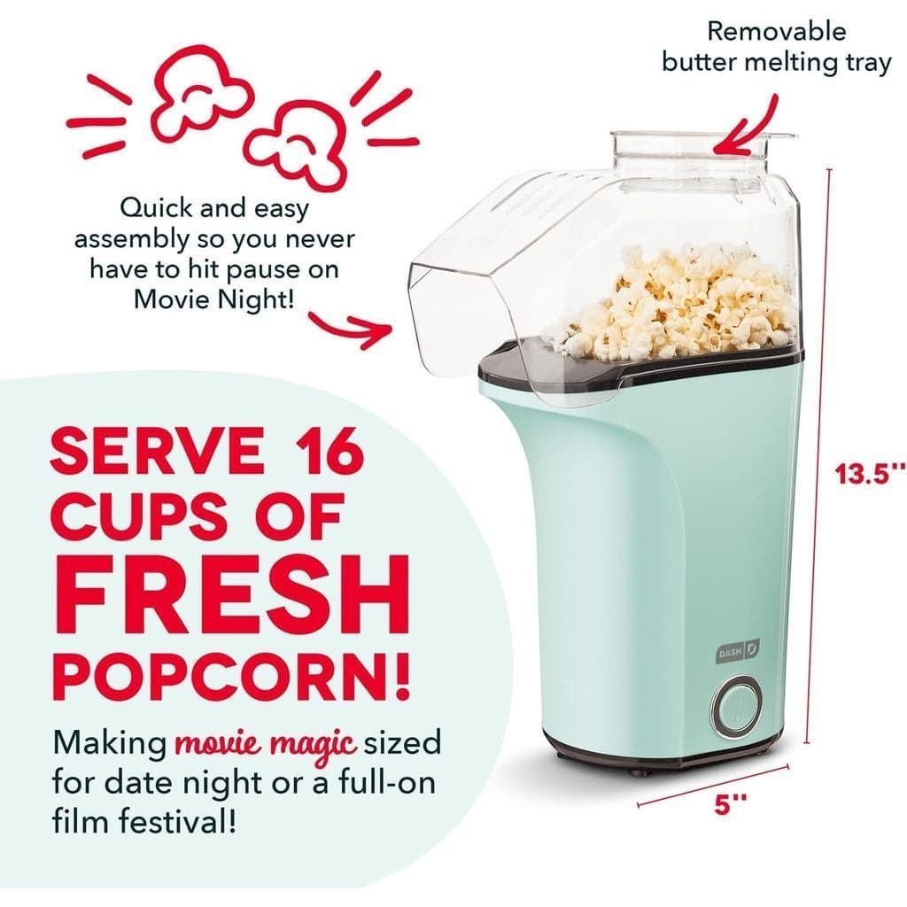 DASHFreshPopPopcornMaker - Sem Óleo, Pipoqueira a Ar - Com Copo Medidor e Guia de Receitas - Perfeito para Noites de Cin