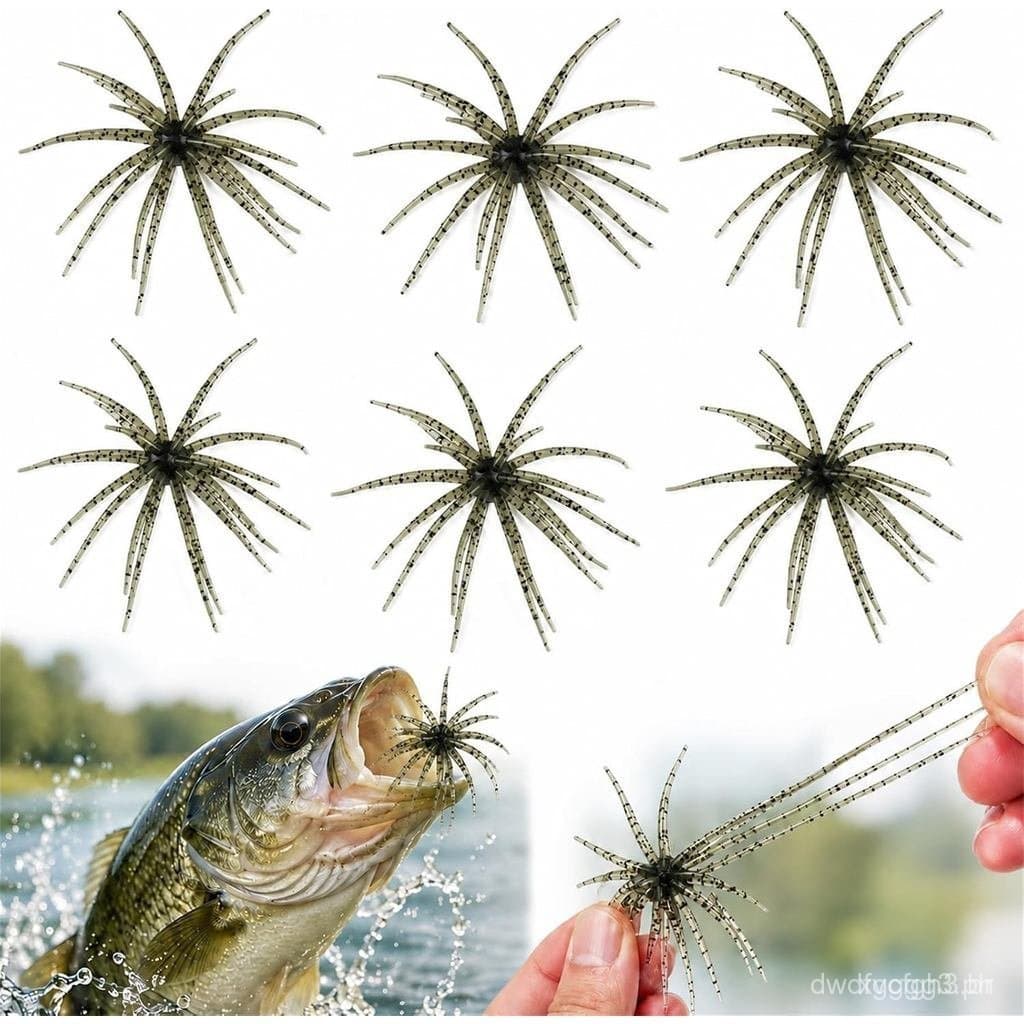 6 Iscas de Ouriço-do-Mar, Isca de Pesca Realista com Textura Felpuda para Robalo e Perca, Isca Artificial Flutuante de T