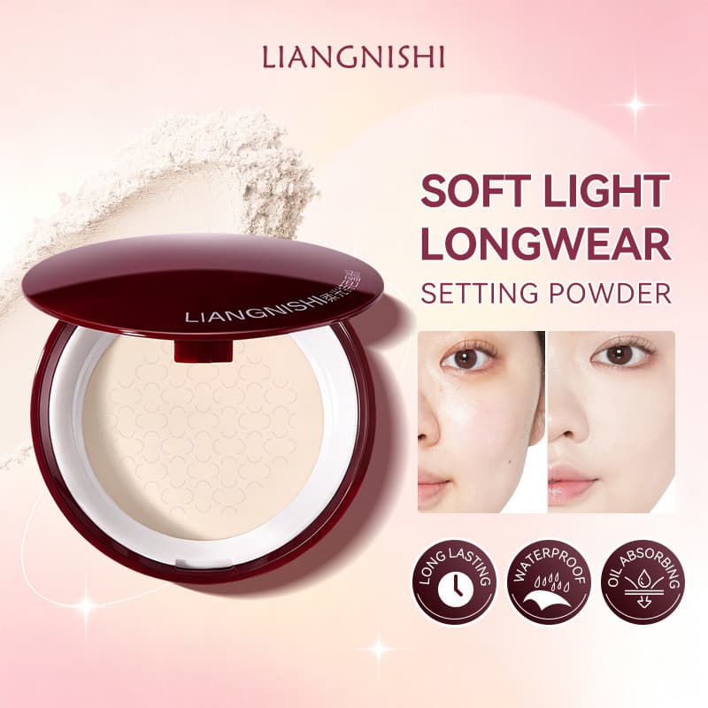 Pó Fixador de Maquiagem de Longa Duração com Efeito Soft Focus da Liangni Shi para Retoques e Fixação da Maquiagem