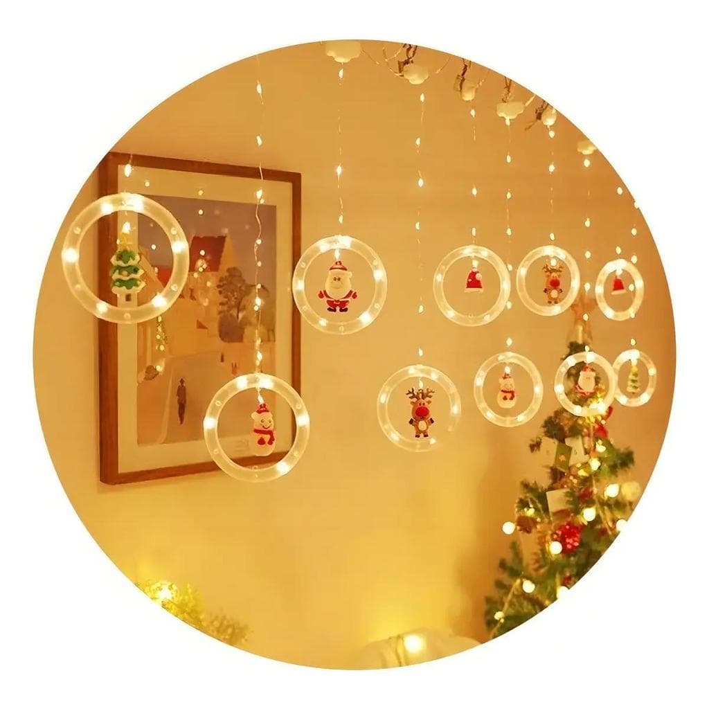Cortina LED Natal Chibralli de 2.5m - Branco Quente com Fio Transparente