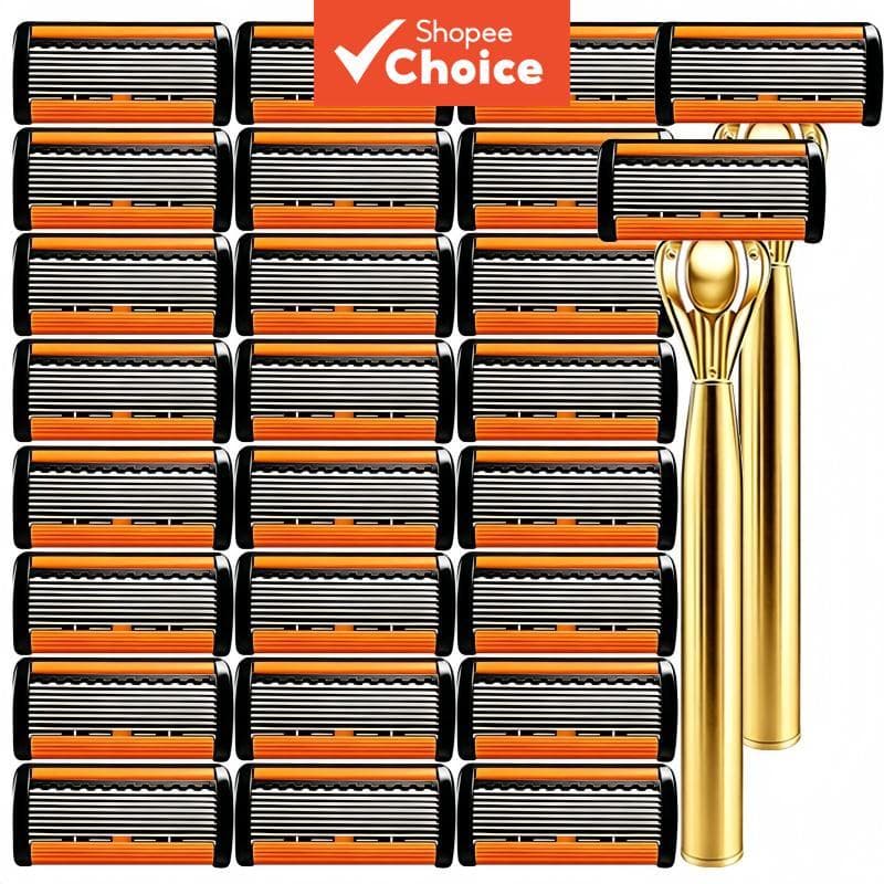 Nova máquina de barbear de metal com cabo, lâmina de 8 camadas para homens, barbear suave, anti-arranhão resistente para