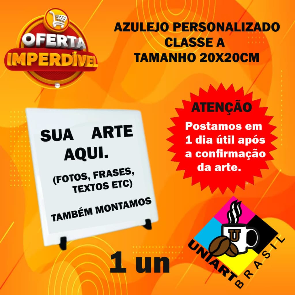 Azulejo personalizado com foto tamanho 20x20cm - COM SUPORTE