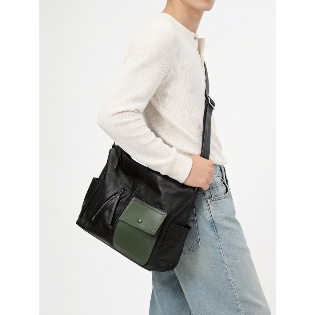 High-End primeira camada de couro portátil saco do mensageiro masculino na moda All-Match Commuter saco de couro genuíno