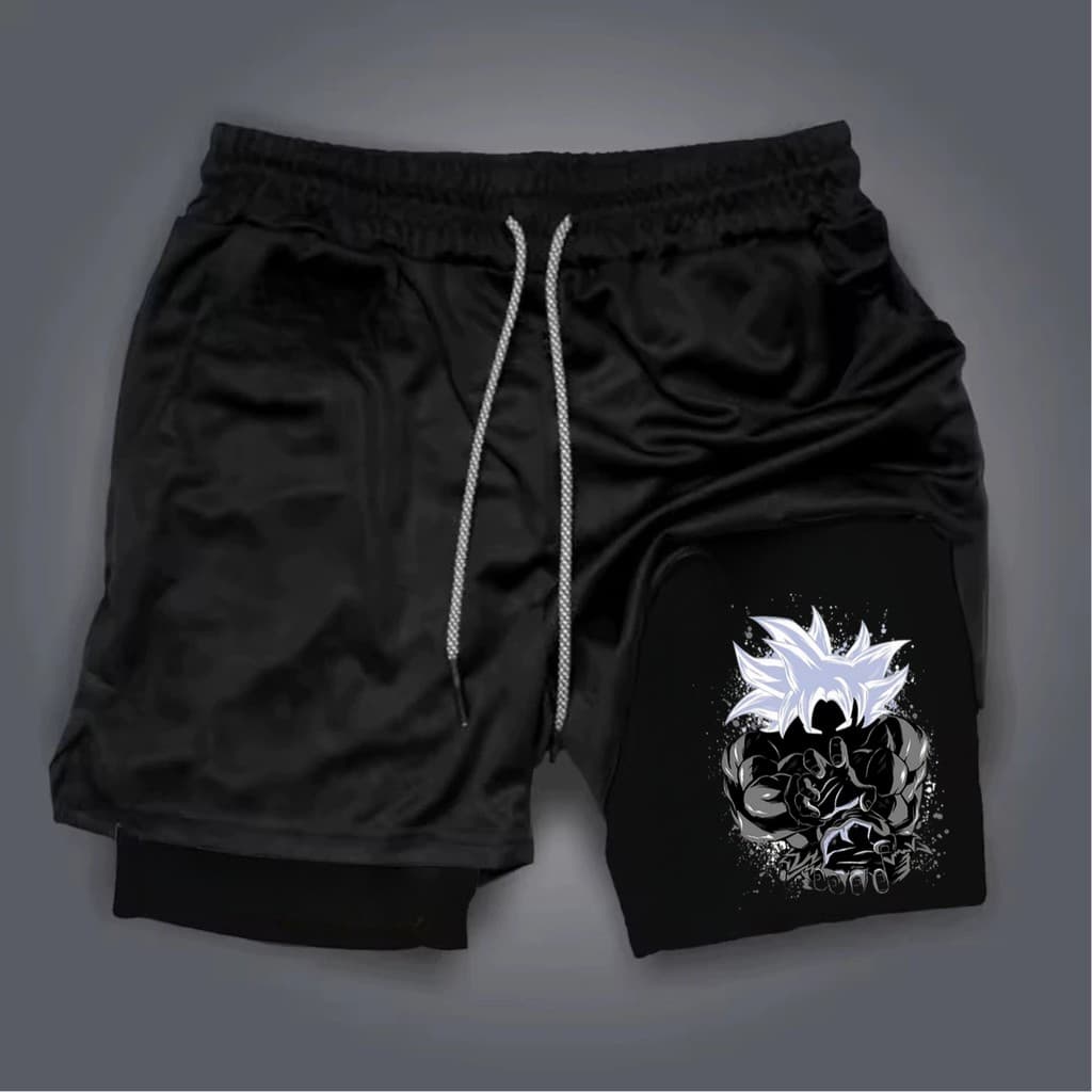 Shorts Bermuda 2 em 1 Para Academia treino perfomance GK Black academia maromba short dry compressão