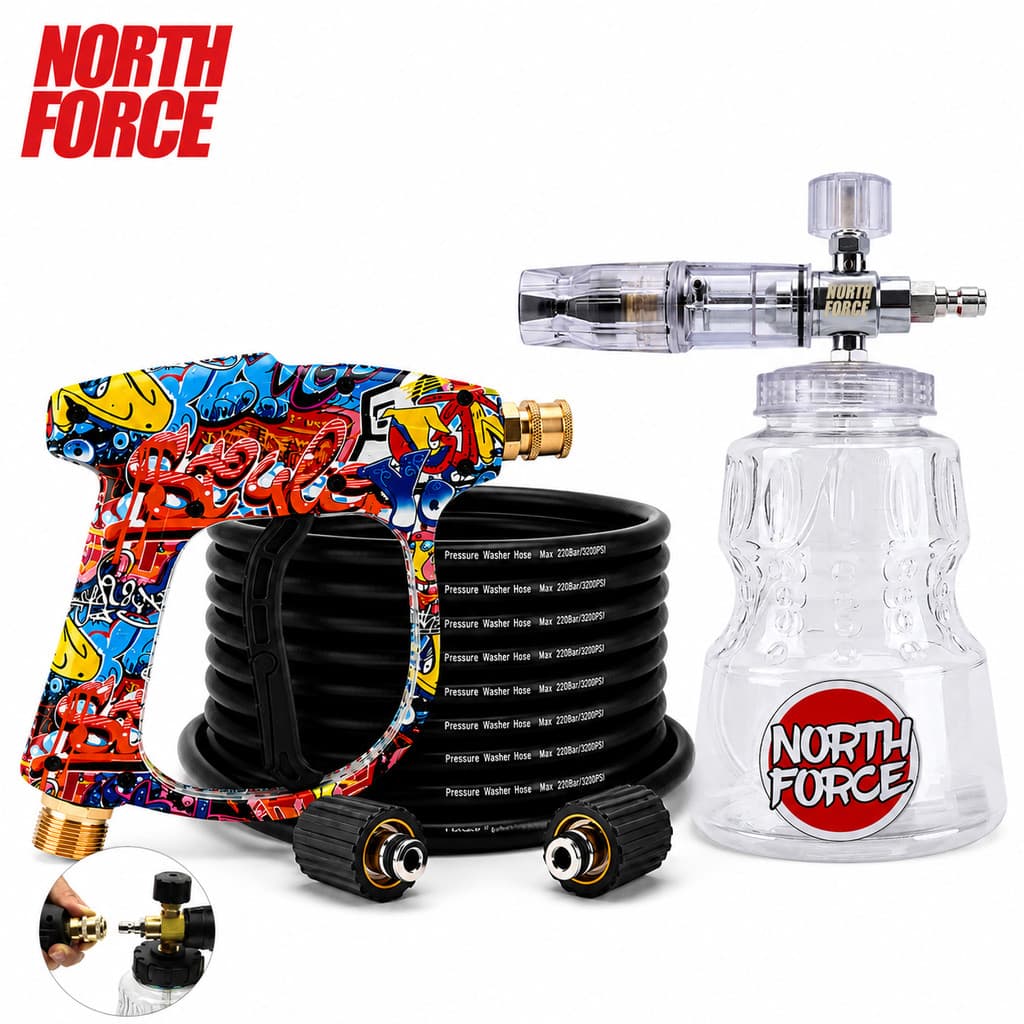 Kit Lavadora Alta Pressão Mangueira 10m Pistola + Snow Foam 1L