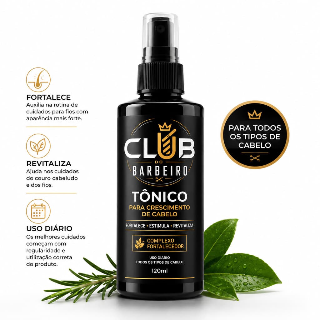 Tônico CLUB DO BARBEIRO Poderoso  Antiqueda Crescimento 120ml