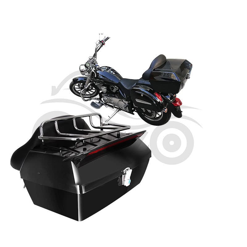 Motocicleta Harley grande ovelha motocicleta barco rei caixa de cauda Extra grande + encosto grande bens preto Universal