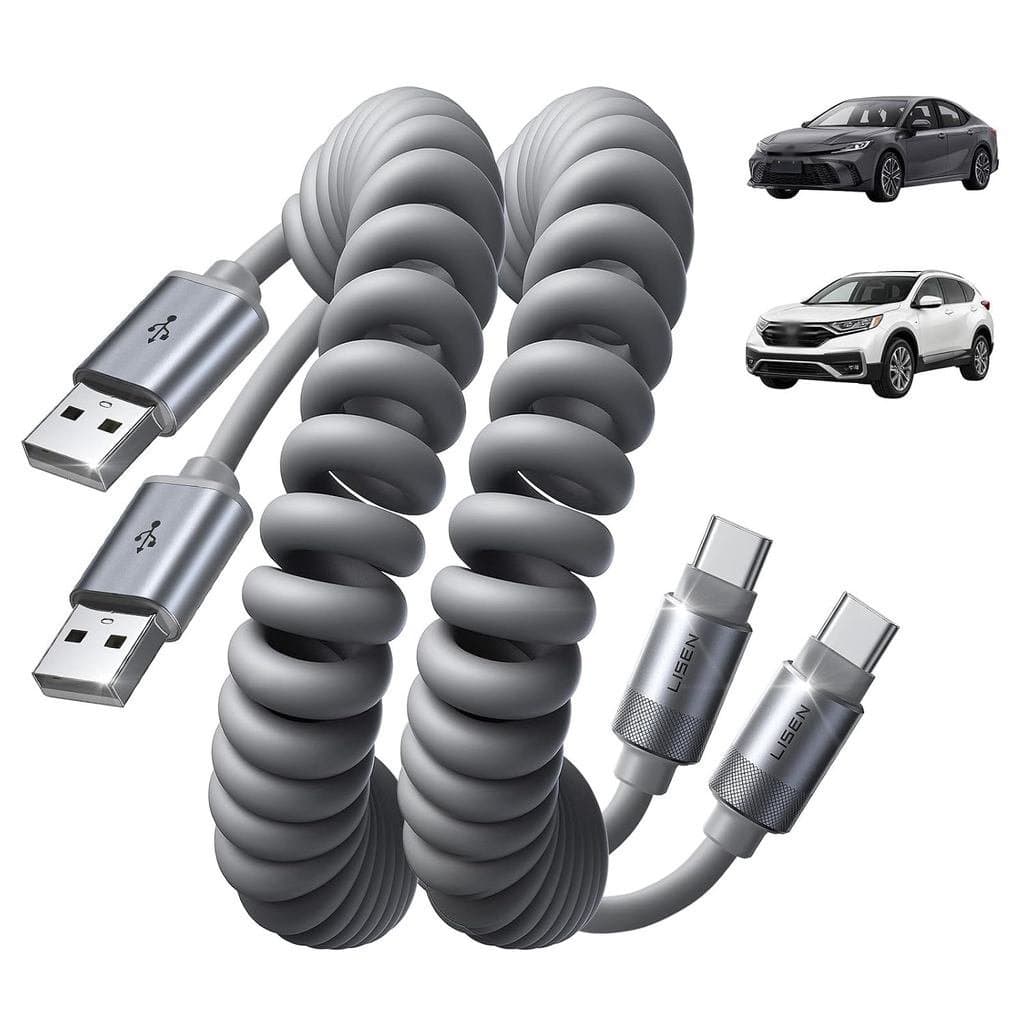 Cabo LISEN USB A para USB C, Cabo USB para C Curto e Durável, Pacote com 2 Unidades para Android Auto e CarPlay, Cabo US