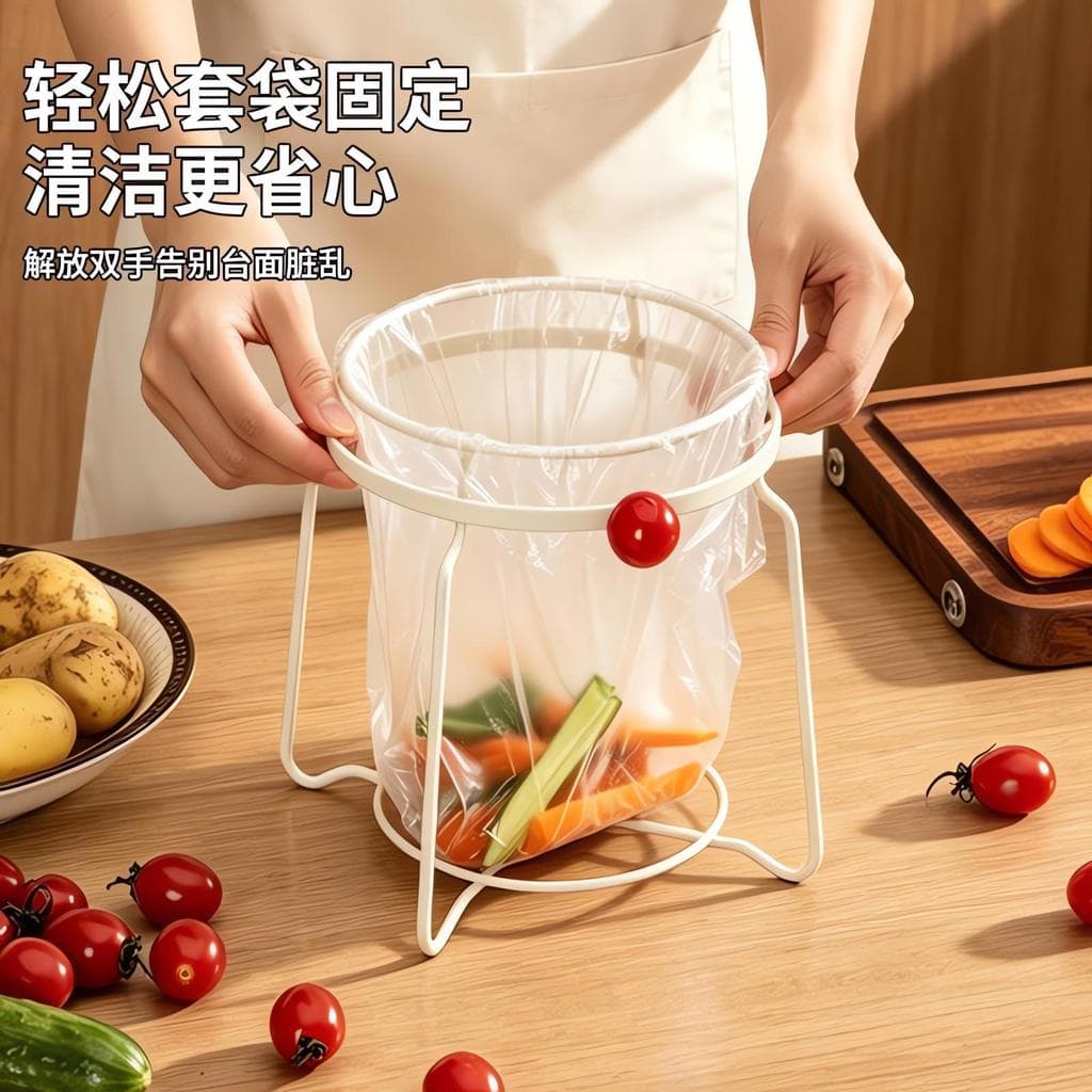 Rack de lixo de cozinha japonês, suporte para saco de lixo doméstico, cabide de lata de lixo, armazenamento simples, fer