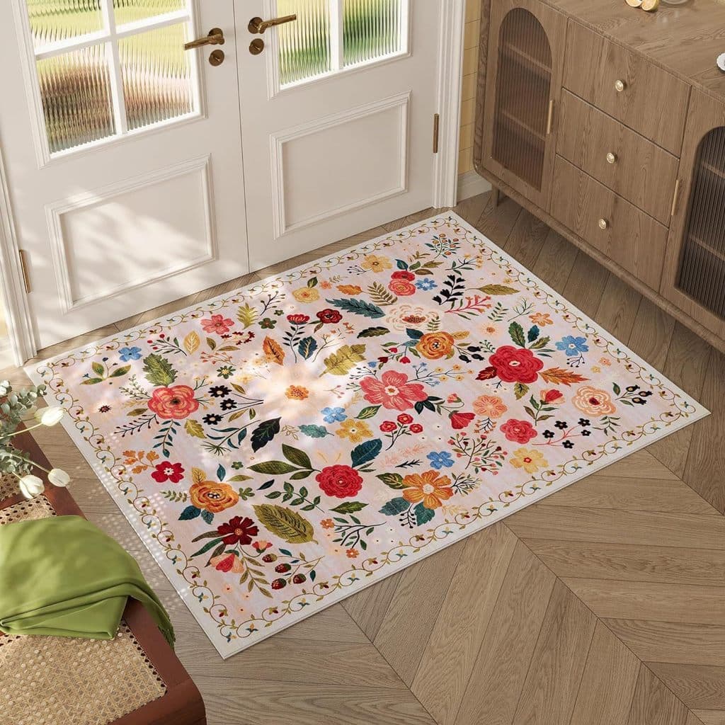 [Novo produto] Tapete leve e luxuoso com flores, porta de entrada, resistente à sujeira, resistente à poeira @