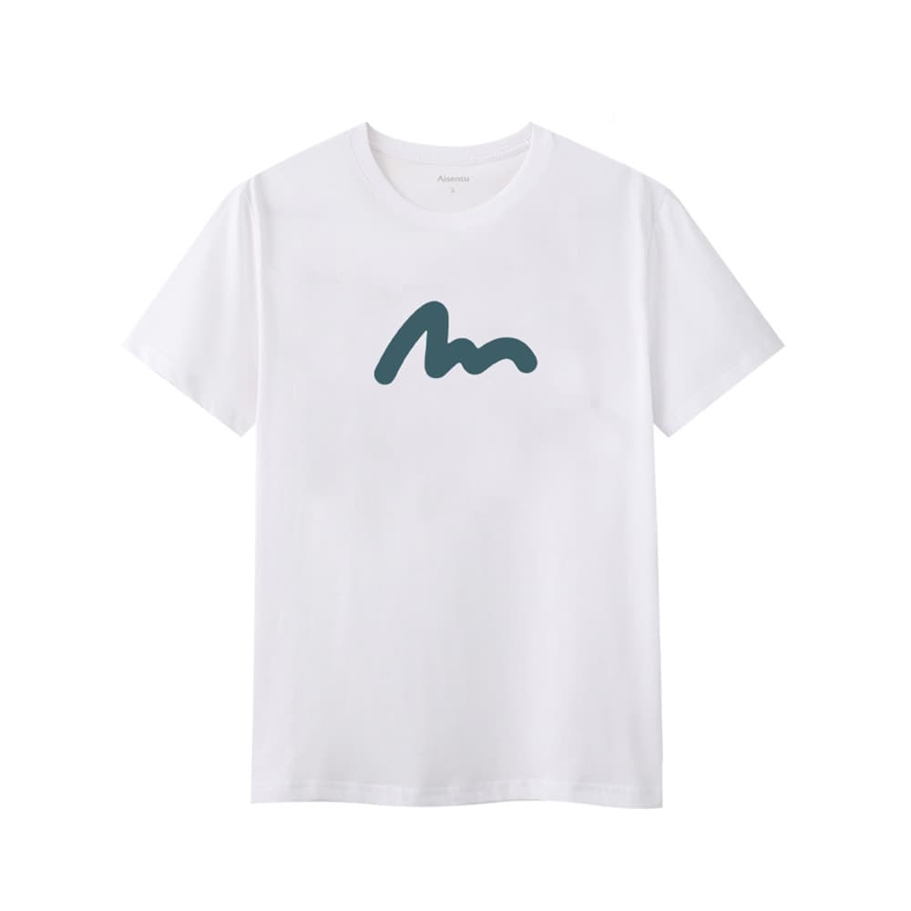 National Trendy Pure Cotton Confortável Respirável Gola Redonda Manga Curta Camiseta Casual Meio-