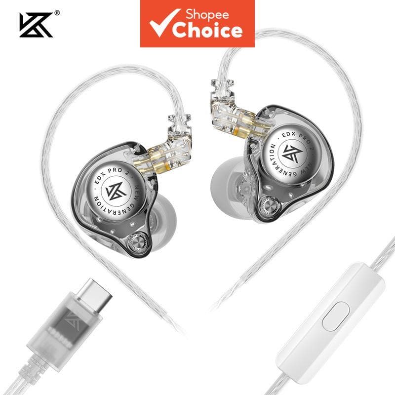 KZ EDXPRO2 EDX PRO 2 Fone de Ouvido Intra-Auricular Dinâmico, Grave HIFI, Fone de Ouvido, Plugue 3,5MM Tpre-c Opcional,