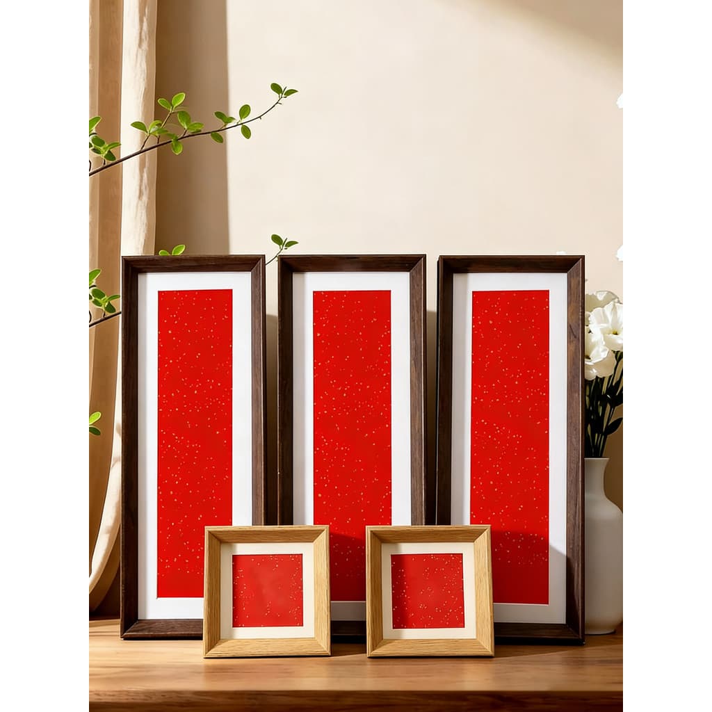Novo estilo chinês caligrafia oco moldura oca moldura de madeira escova caligrafia pintura arroz papel polvilhado papel