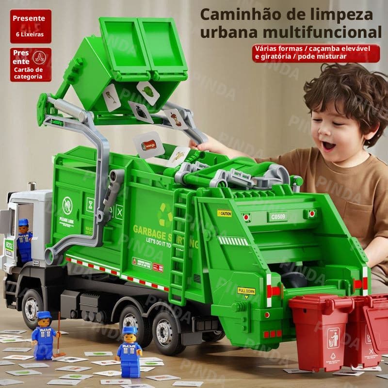 Caminhão de lixo de saneamento de grandes dimensões brinquedos infantis meninos tamanho grande cidade caminhão de saneam