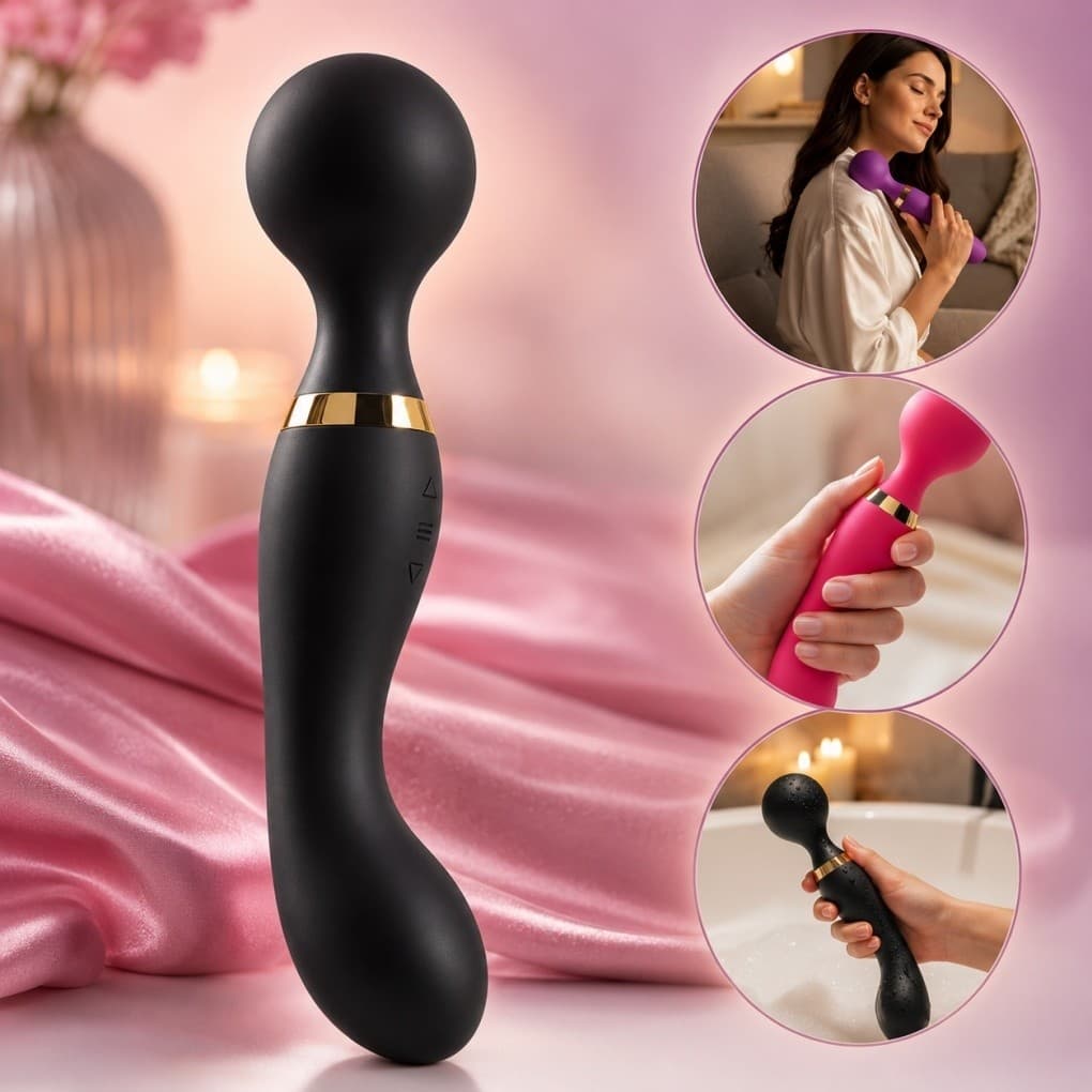 Massageador Corporal Elétrico Recarregável USB | 20 Modos | 8 Velocidades | 2 Motores | Resistente à Água | Portátil