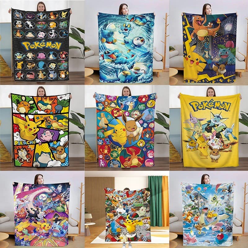 Cobertor Pokémon de flanela de desenho animado Cobertor de cochilo de escritório Cobertor de flanela Cobertor de sofá