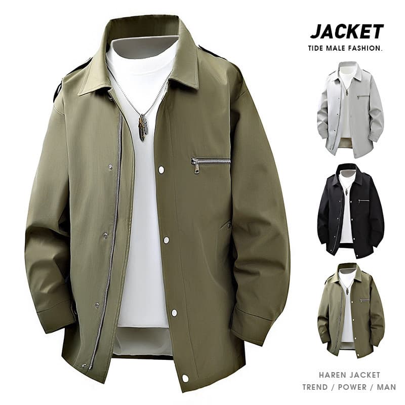 2026 jaqueta masculina esportes solta primavera outono jaqueta lapela topo Street Wear estilo fino à prova de vento High