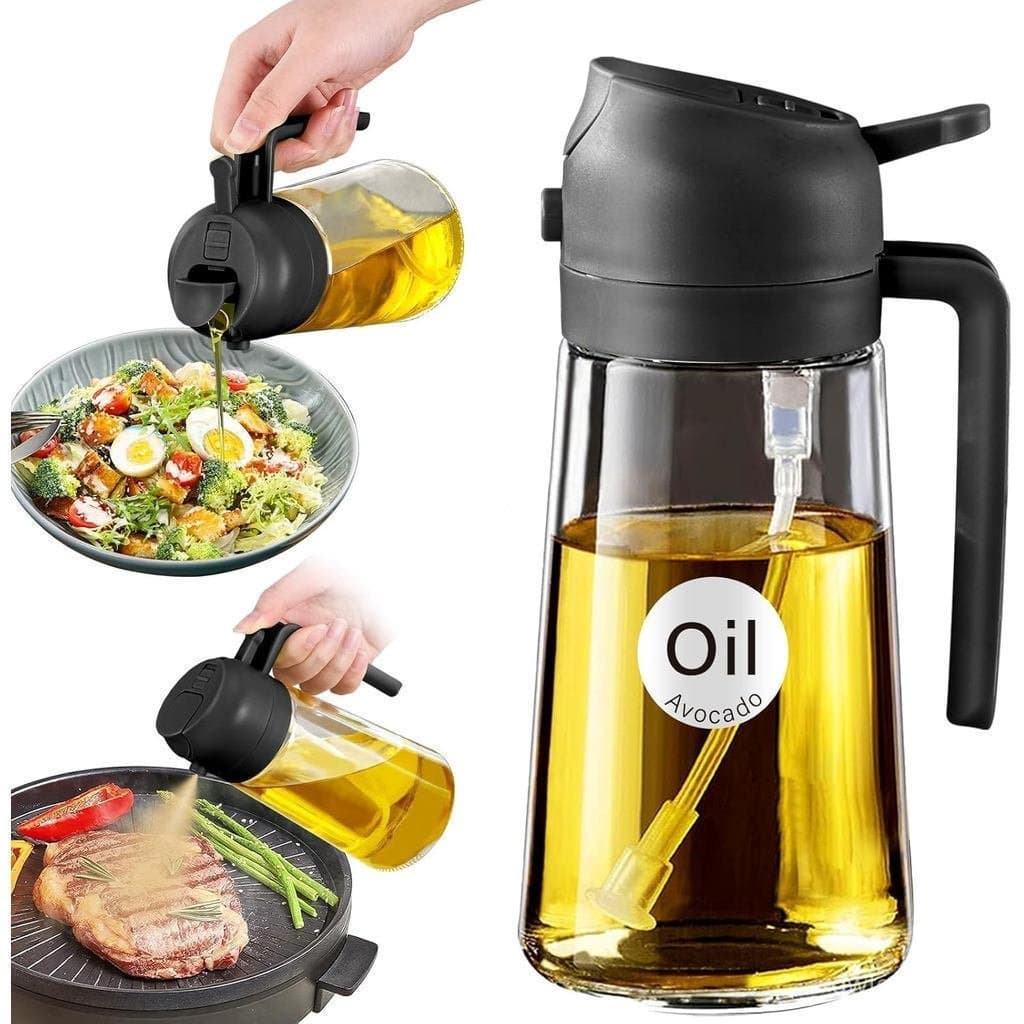 Pulverizador de Azeite de Vidro YARRAMATE 16oz/470ml, Acompanha Adesivos, Utensílio de Cozinha 2 em 1, Dispensador de Ól