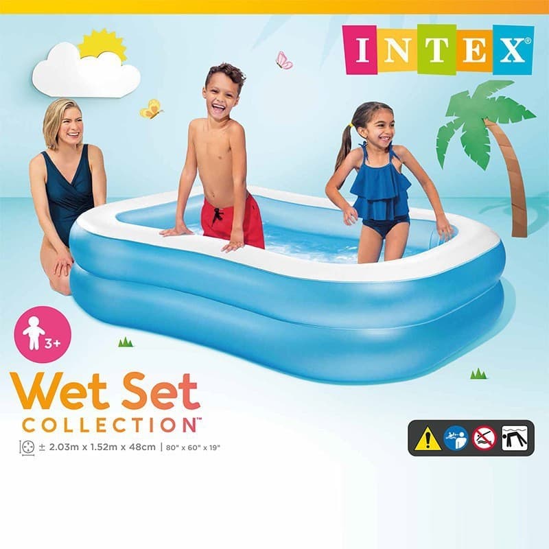 57180 Piscina Inflável Dupla Camada Retangular Piscina Família Crianças Brincam Piscina Infantil Piscina De Bolinhas Ao