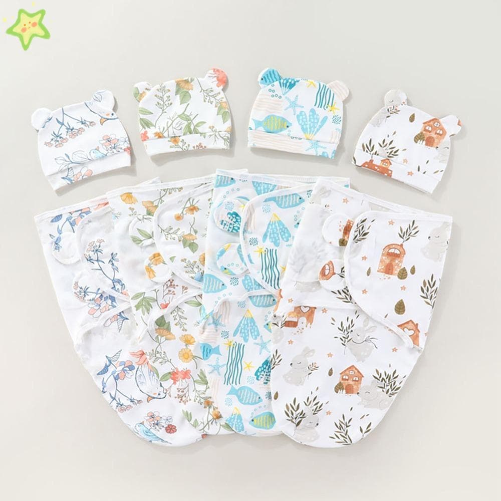 Saco De Dormir Para Recém-Nascidos  , Envoltório Macio De Algodão Bebê , Conjunto De Chapéu De Ajustável Ant