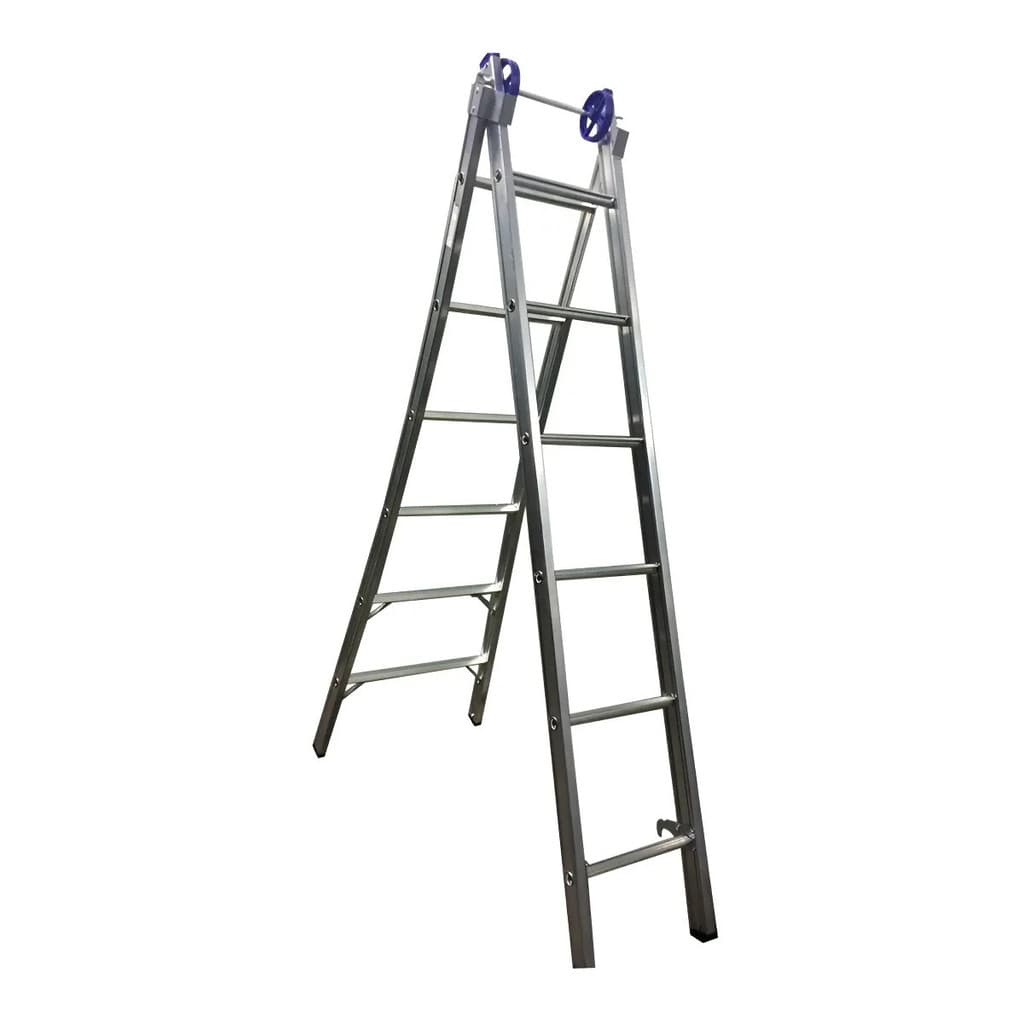Escada Alumínio Extensiva Profissional - Dupla 6 Degraus - 56 - Real Escadas