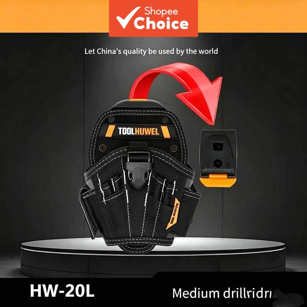 TOOLHUWEI Bolsa Porta-Furadeira Grande com Suporte para Bits para Cinto de Ferramentas Bolsa de Cinto para Furadeira