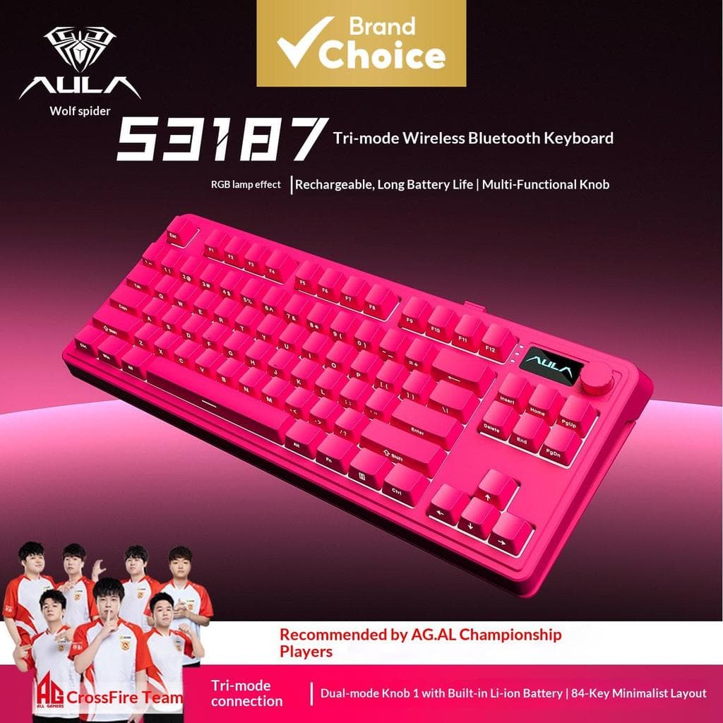 AULA S3187 Teclado sem fio de 87 teclas, teclado mecânico de três modos Bluetooth/2.4G/com fio, RGB com iluminação de
