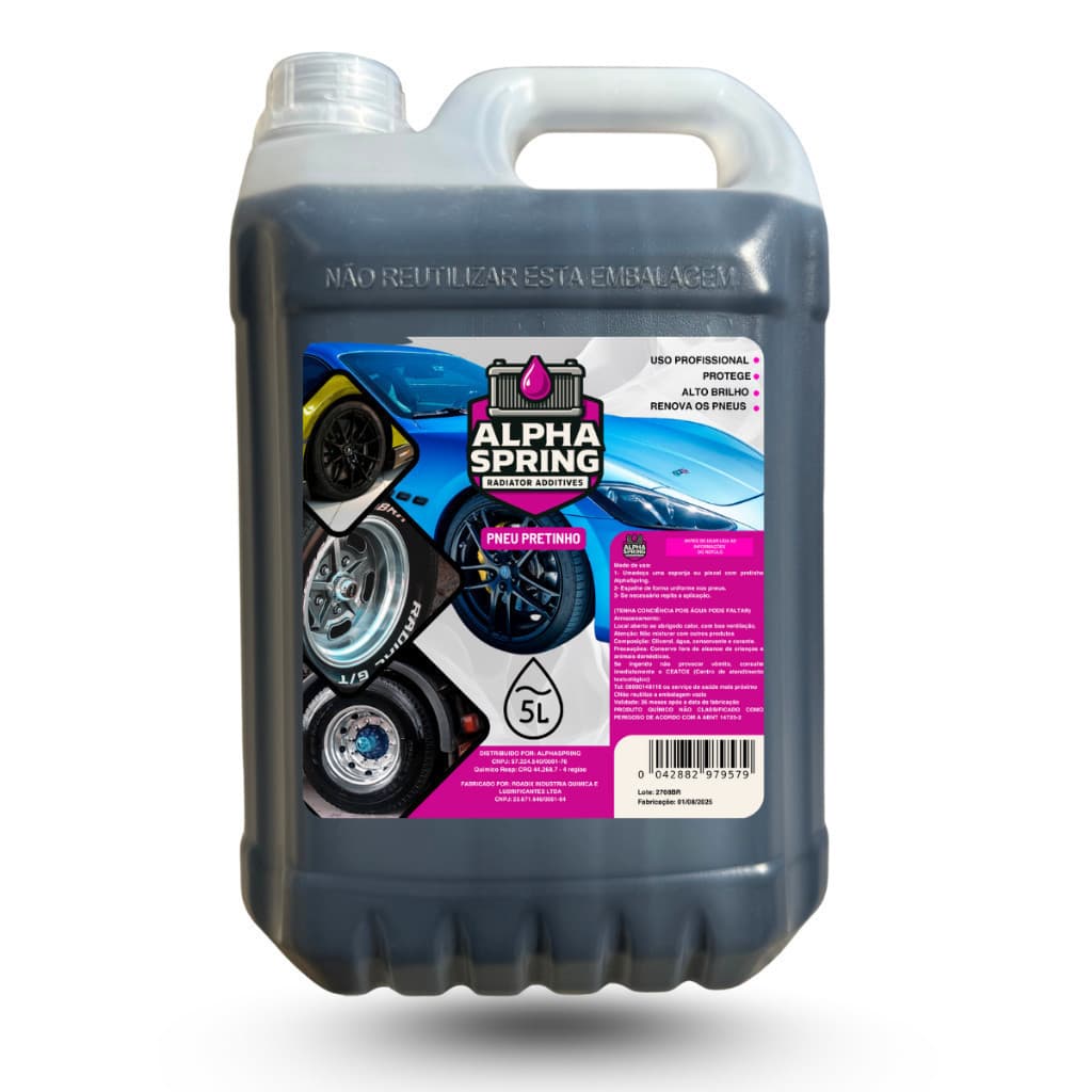 5 Litros Pneu Pretinho Profissional Abrilhantador cremoso Alta Fixação Cor Preto