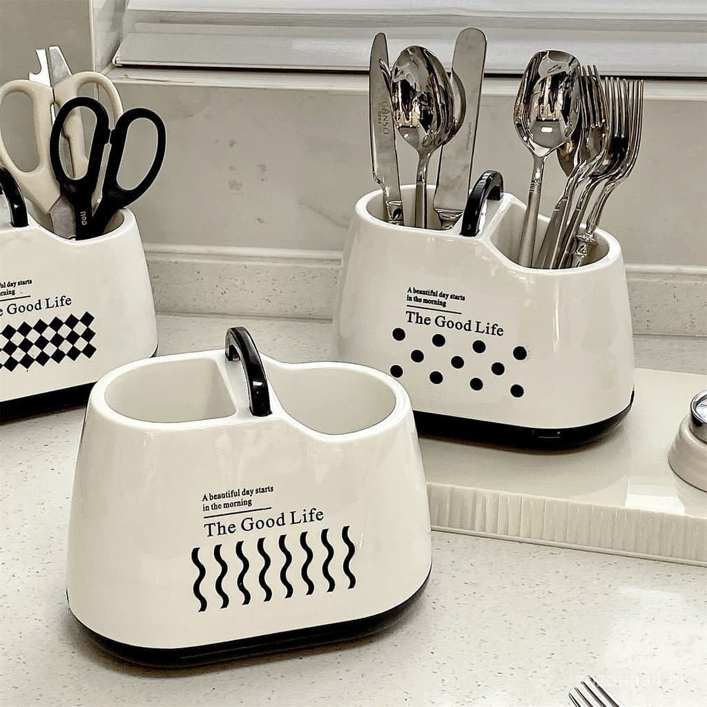 Cesto de armazenamento para uso doméstico, porta-talheres, suporte para talheres de bancada de cozinha, porta-talheres p