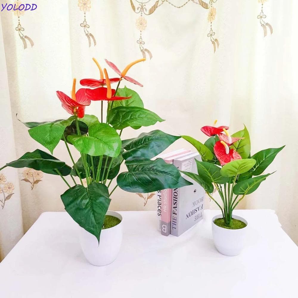Planta De Palma Vermelha Artificial Yoloqx , Fronds Artificiais Realistas De 35/50 Cm , Plantas Falsas Artesanais De Toq