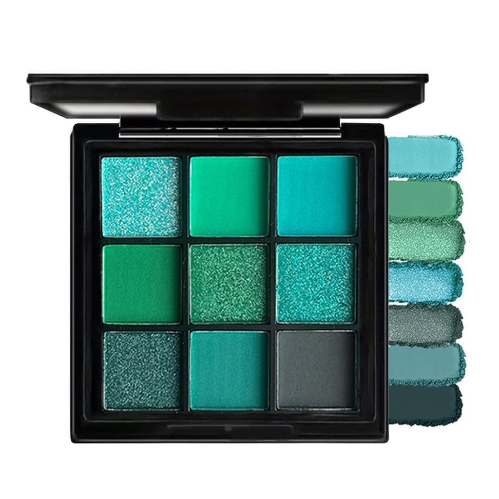 Paleta de sombras verde fosca e cintilante de 9 cores, sombra verde para cosplay de elfo ou bruxa no Halloween, sombra g