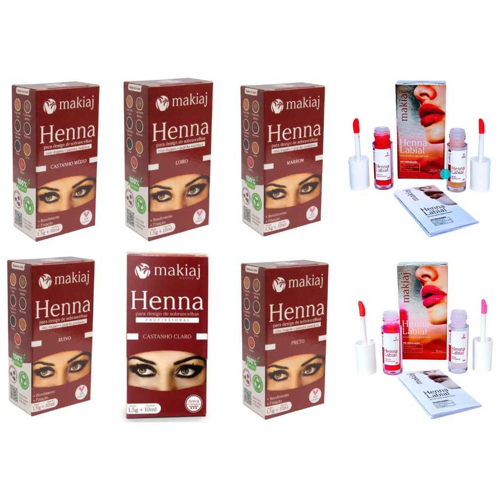 Kit Henna Sobrancelha + Henna Labial - Makiaj