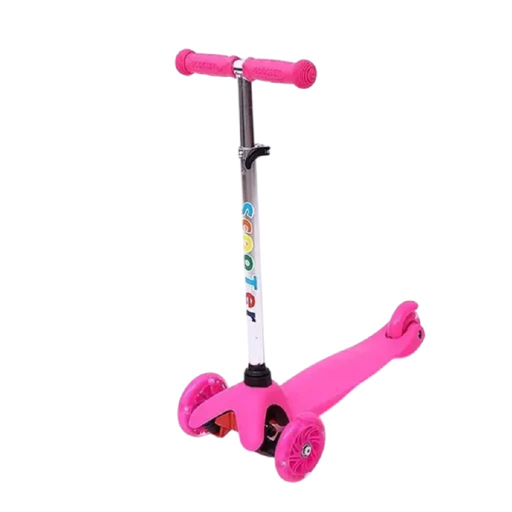 Patinete Radical Infantil Rosa Com 3 Rodas E Led