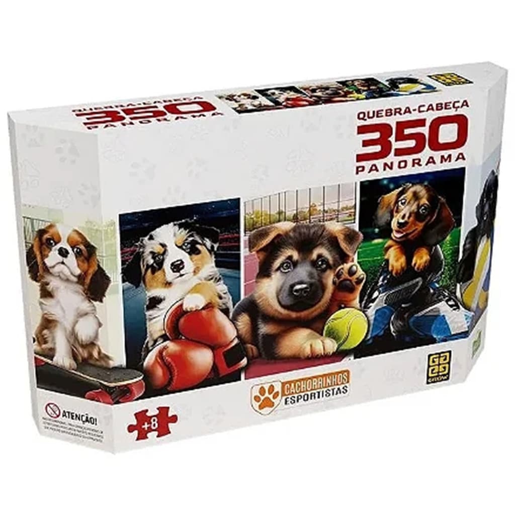 Quebra Cabeça 350 Peças - Cachorrinhos Esportivos Puzzle Panorama