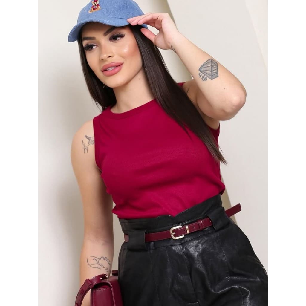 REGATA FEMININA ALGODAO RIBANA CANELADO PREMIUM LOOK CASUAL DE VERAO