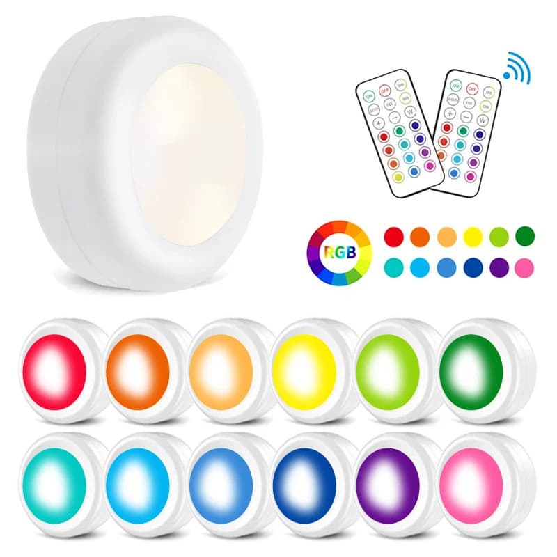 Luzes LED Sem Fio RGBW Bateria 13 Cores Controle Remoto Regulável Luz Do Armário Para Fechar Guarda-Roupa Escada Corredo