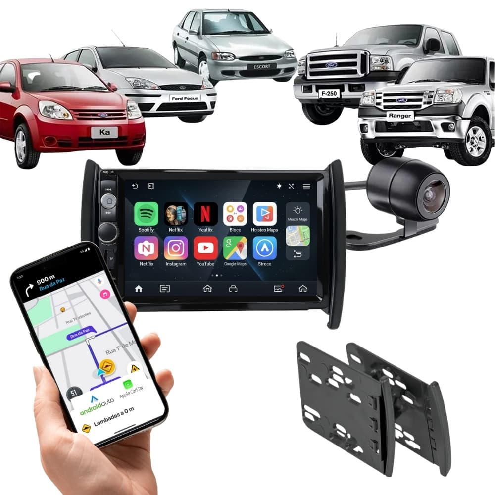 Central Multimídia + Moldura Focus Ka Ecosport Ranger F250