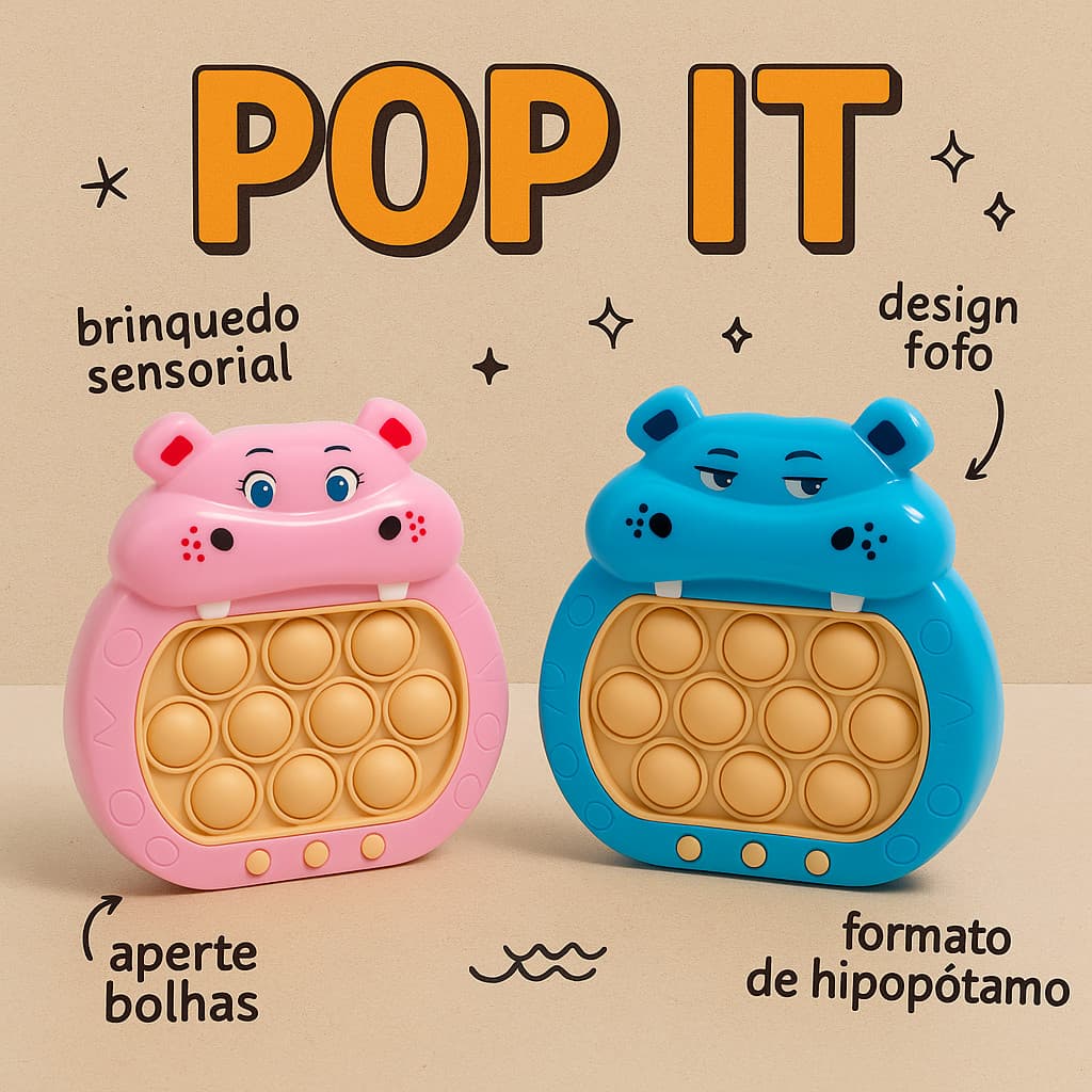Pop It Eletrônico Sensorial Brinquedo Game Interativo Game Educativo Hipopótamo Divertido Lançamento