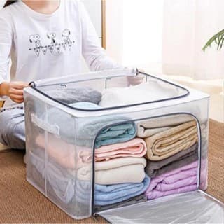 Caixa Organizadora Multiuso 24L ou 66L Roupas de Cama Camisetas Objetos Closet Escritório Empilhável