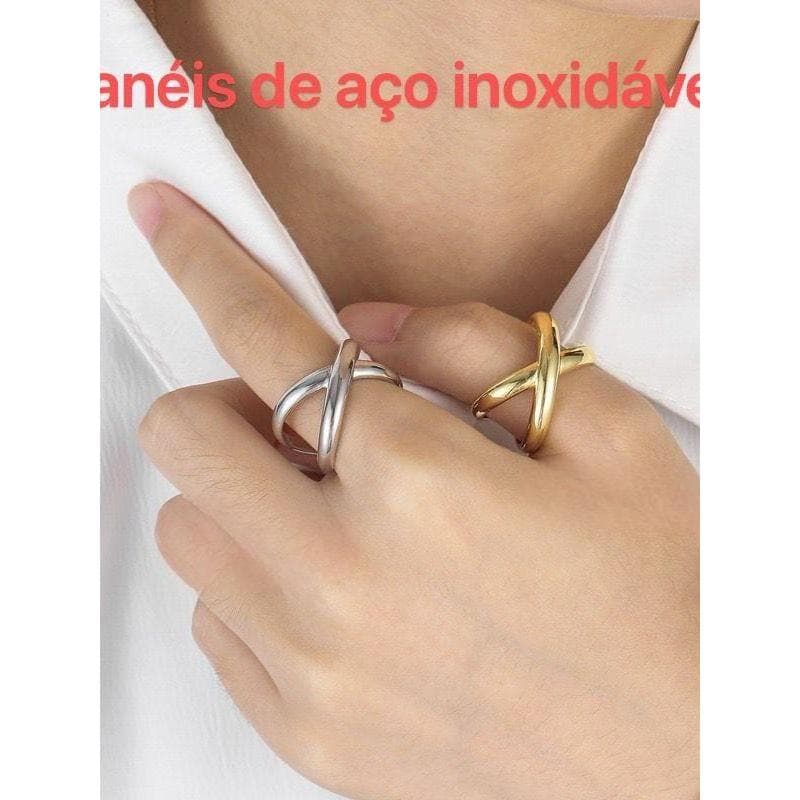 Brilho Elisa - Anel Ajustável de Moda Cruzada Simples e Casual de Personalidade