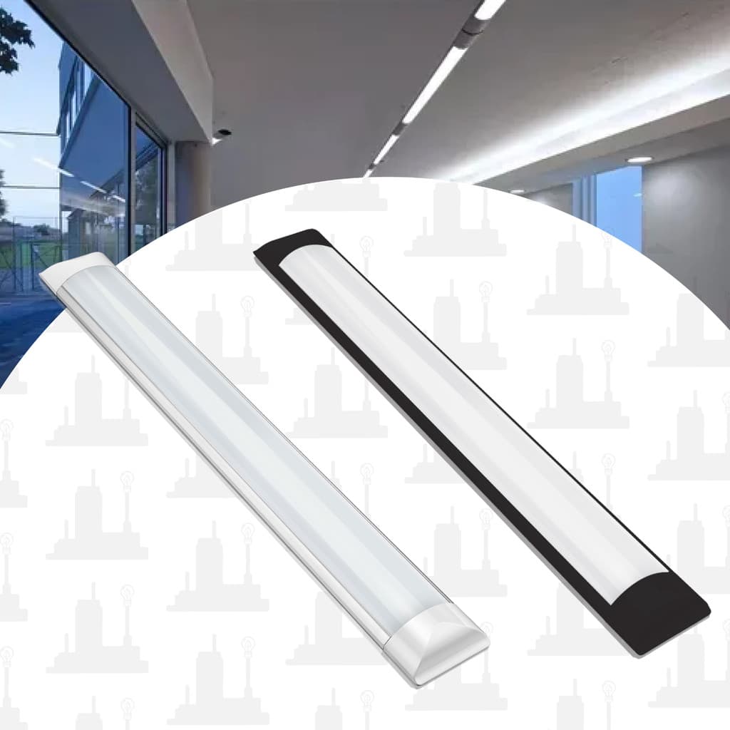 Kit 3 Luminaria slim Led 36w Branco/Preto 120cm Linear com calha sobrepor 3000K 6500K 4000K