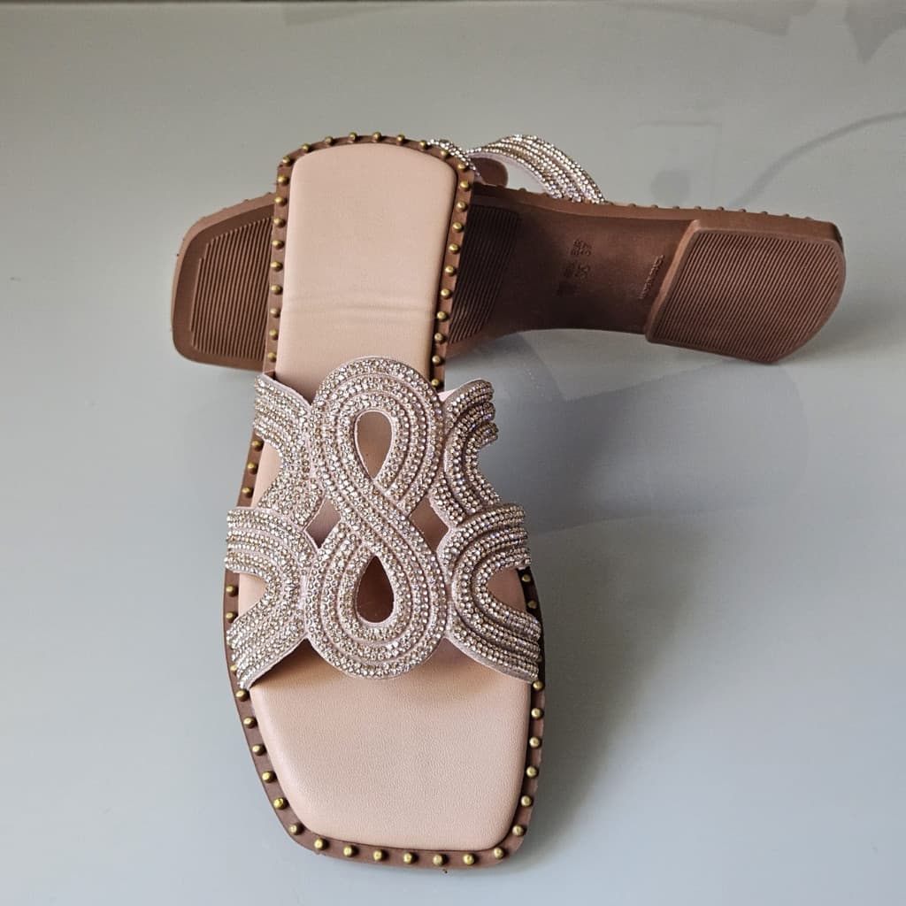Sandália Rasteira Feminina Infinito Tendência Confortável Moda Casual